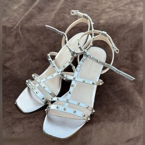 White House Black Market Silver Studded Heels
